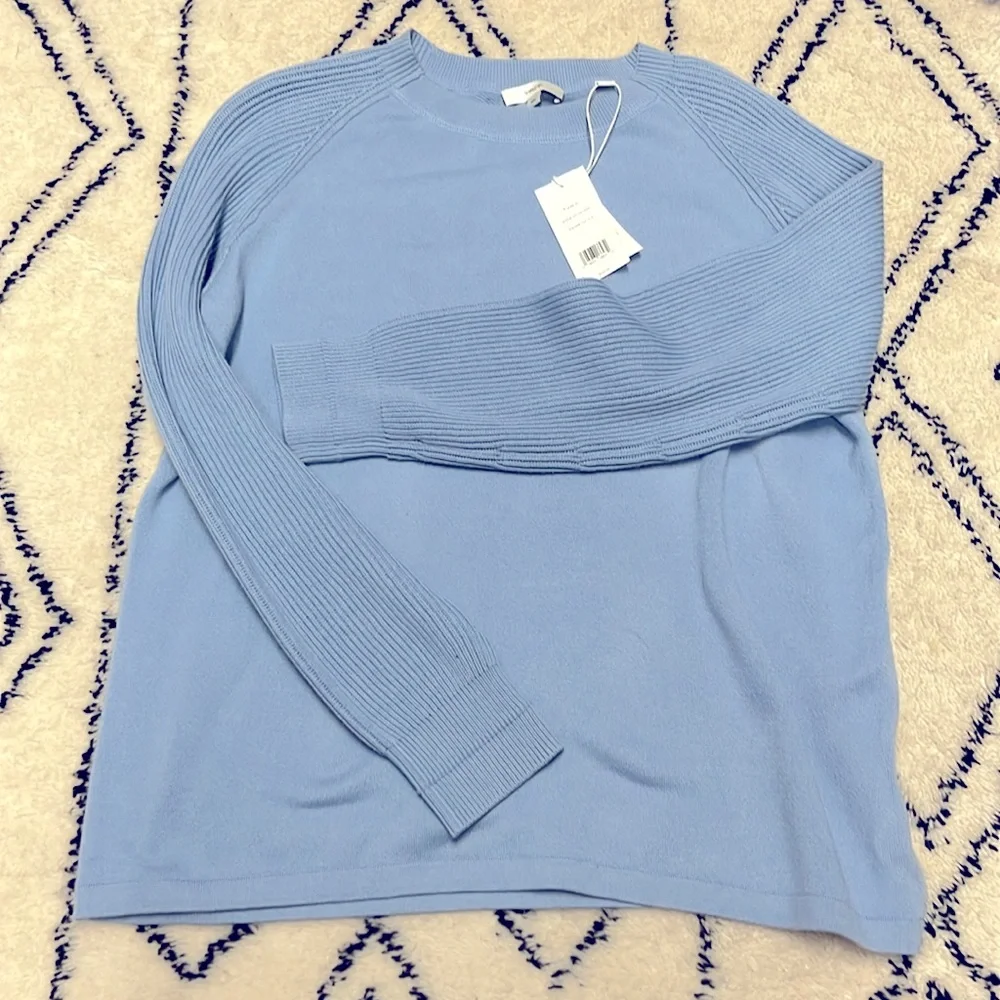 Vince Ribbed Cotton Pullover, Glacier, NWT. Size Medium - Picture 5 of 6
